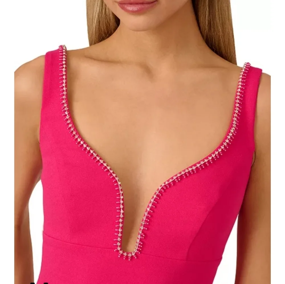 $275 Adrianna Papell Women Bead-Trim Sweetheart-Neck Sleeveless Gown Sz 12 Party - Picture 3 of 14